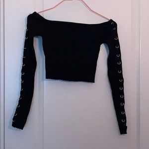 F21 - Crop top, off the shoulder long sleeve